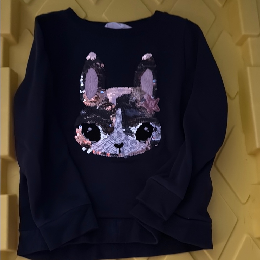 Black Sequin Bunny Sweatshirt